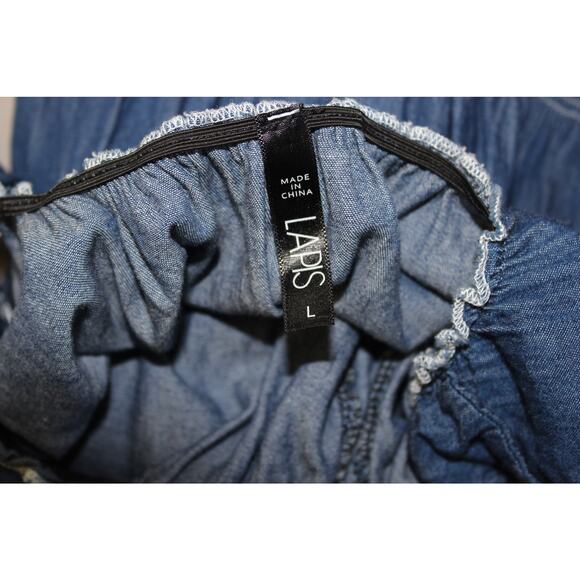 Lapis Dress Womens Large Blue Smocked 100% Cotton Embroidered Maxi Cowgirl Rodeo - Picture 3 of 4